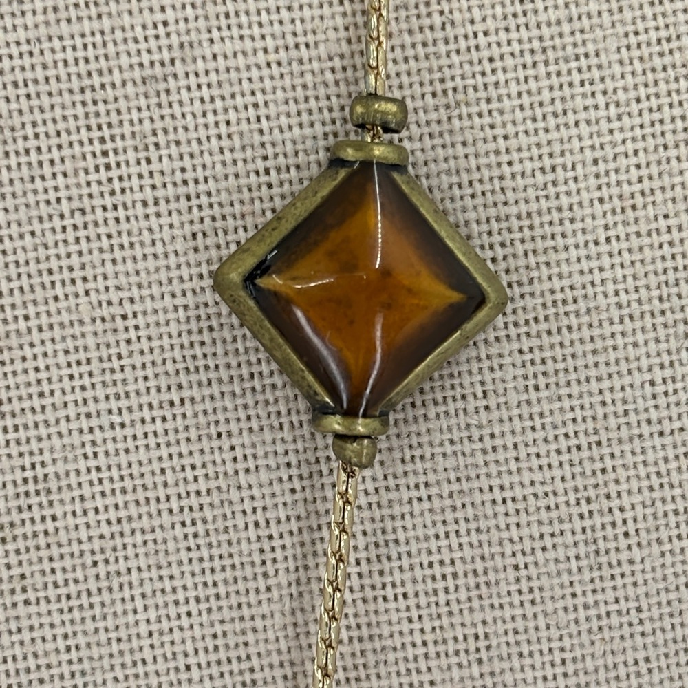 NWT Gold and Orange Necklace with Geometric Pendants - Picture 3 of 6